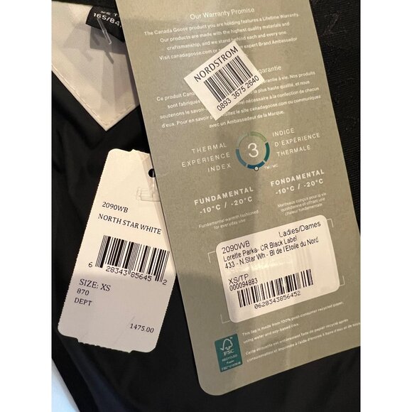 NWT Canada Goose Loretta Black Label Down white Parka COAT SIZE XS - Picture 11 of 16